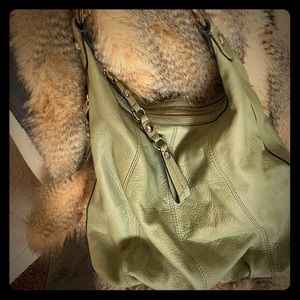 B Makowski sage green lamb skin purse